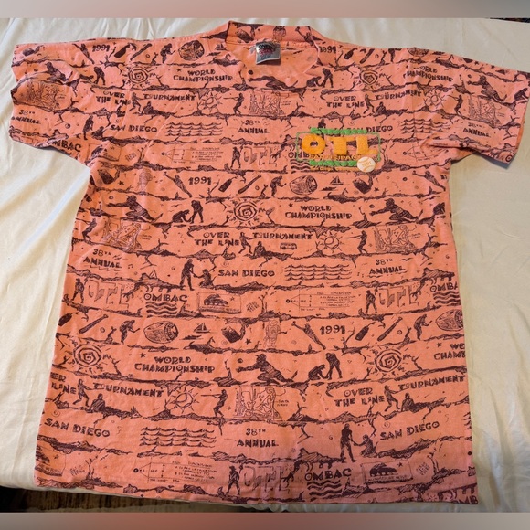 Oneita Other - Vintage Onieta 1991 OTL San Diego World Champion Tee L | All Over Surf Print
